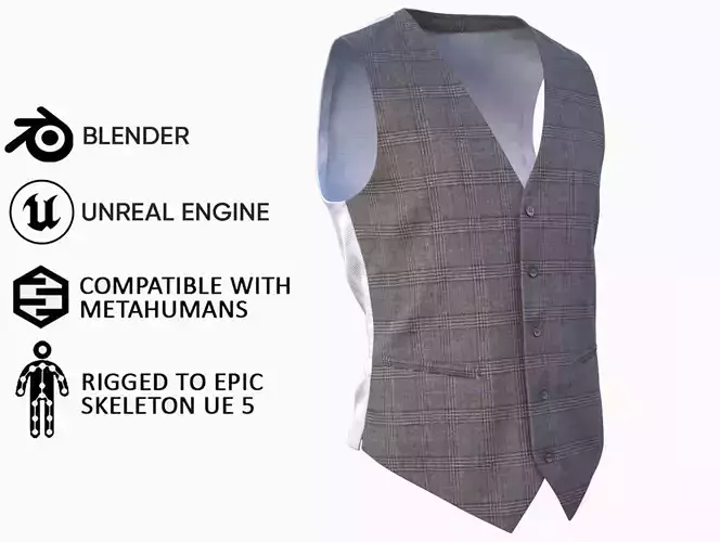 Waistcoat 41 - All MH Bodies and UE5 Skeletons - Rigged