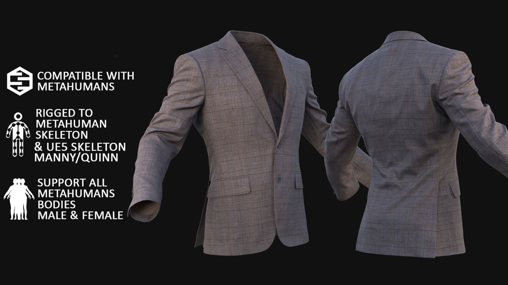 Blazer 39 - All MH Bodies and UE5 Skeletons - Rigged Low-poly 3D model_3