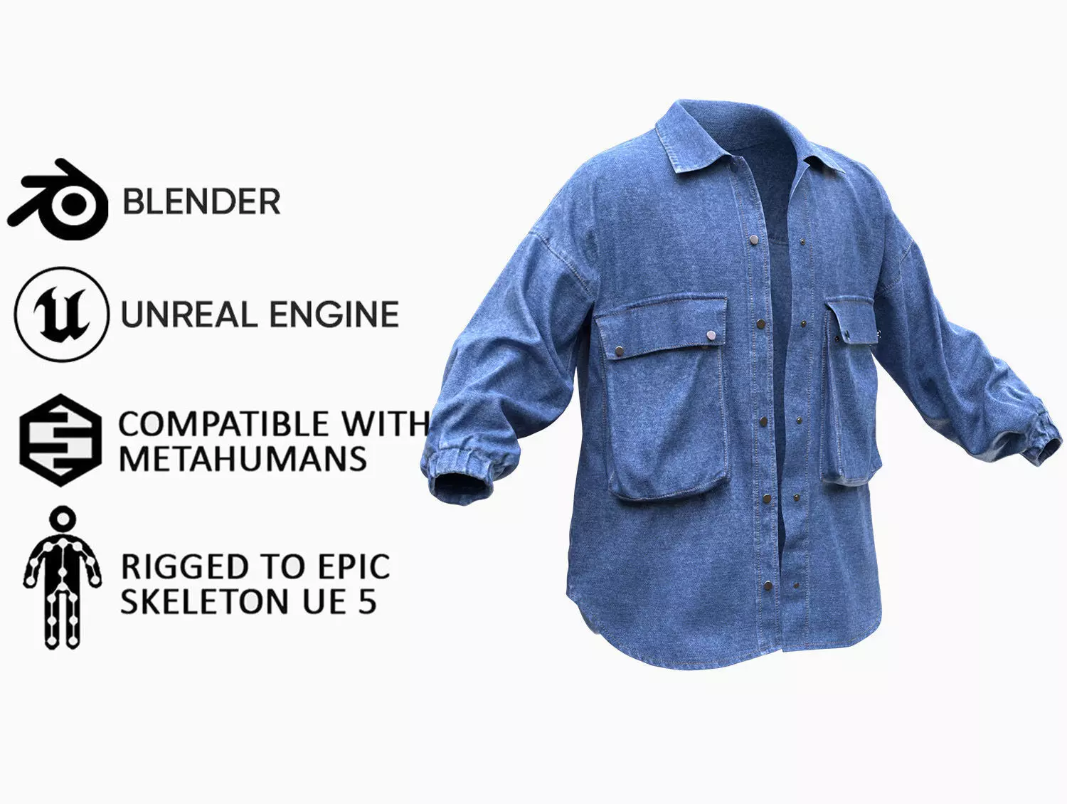 Jacket 36 - All MH Bodies and UE5 Skeletons - Rigged Low-poly 3D model_0