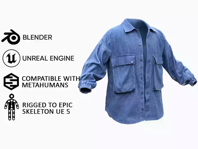 Jacket 36 - All MH Bodies and UE5 Skeletons - Rigged Low-poly 3D model