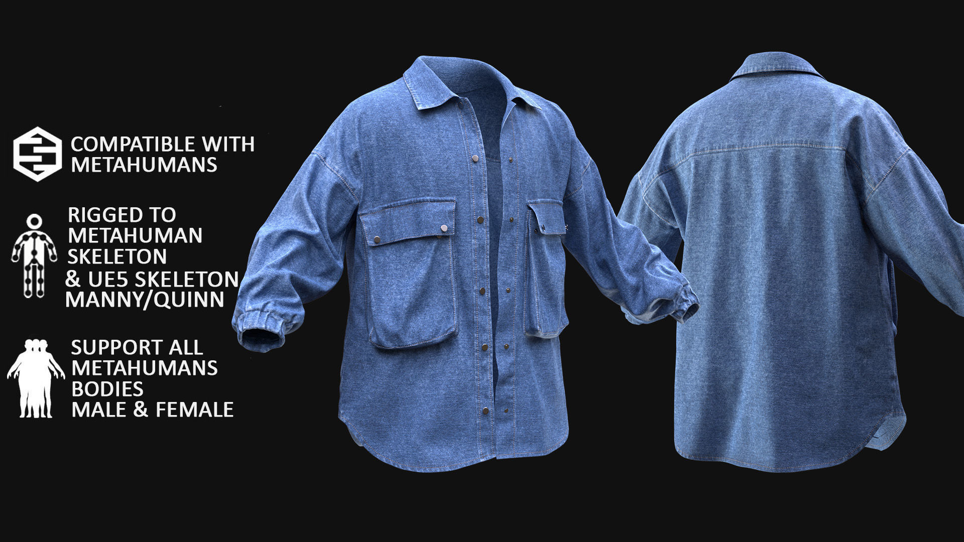 Jacket 36 - All MH Bodies and UE5 Skeletons - Rigged Low-poly 3D model_3