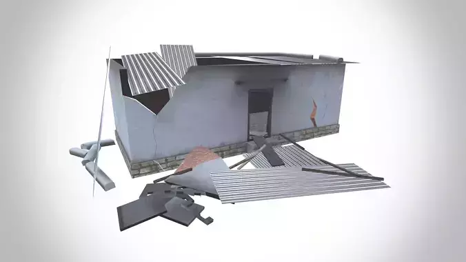 Damage Albester House Low-poly 3D model