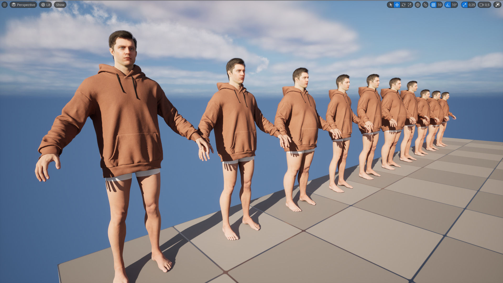 Hoodie 35 - All MH Bodies and UE5 Skeletons - Rigged Low-poly 3D model_16