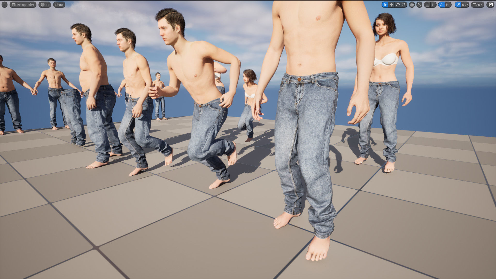 Jeans 34 - All MH Bodies and UE5 Skeletons - Rigged Low-poly 3D model_15