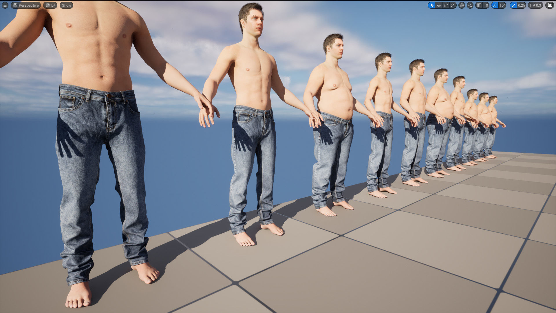 Jeans 34 - All MH Bodies and UE5 Skeletons - Rigged Low-poly 3D model_16