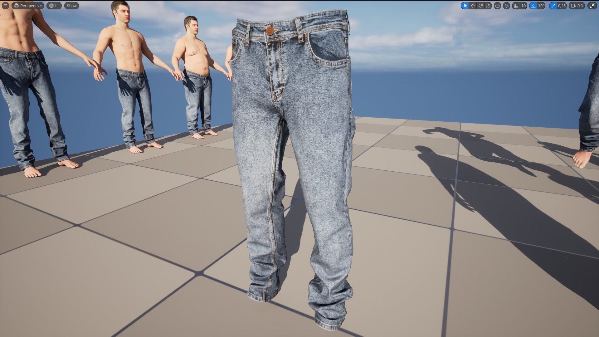 Jeans 34 - All MH Bodies and UE5 Skeletons - Rigged Low-poly 3D model_19