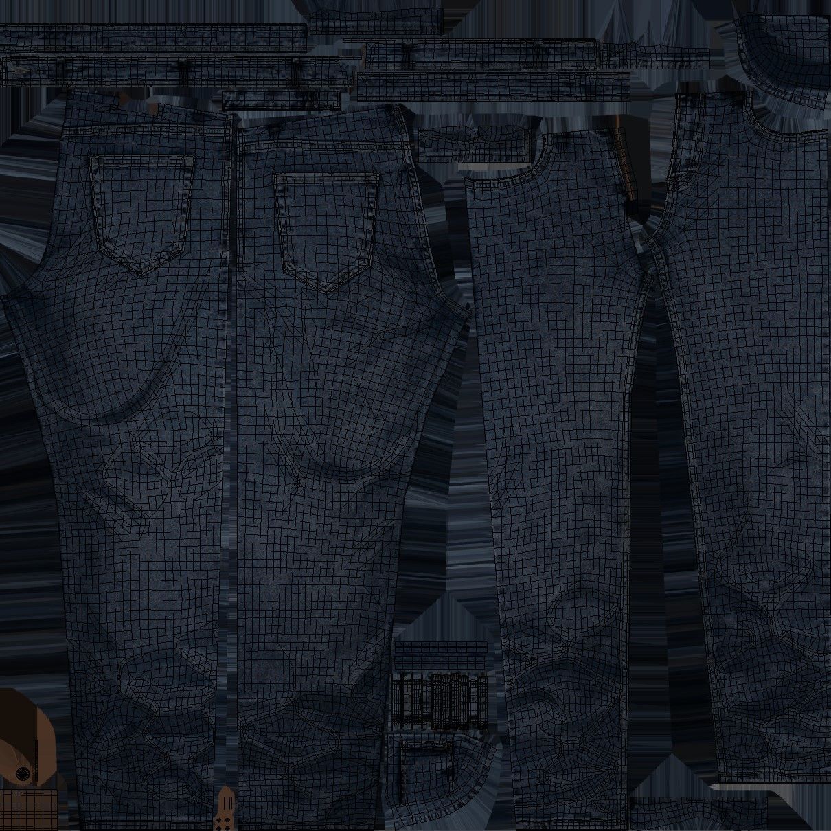 Jeans 34 - All MH Bodies and UE5 Skeletons - Rigged Low-poly 3D model_20