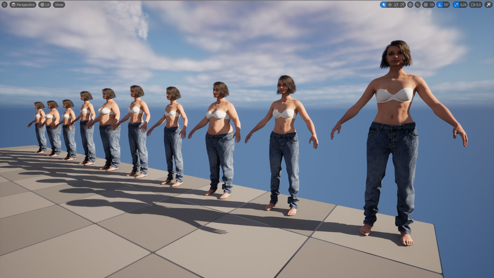 Jeans 34 - All MH Bodies and UE5 Skeletons - Rigged Low-poly 3D model_17