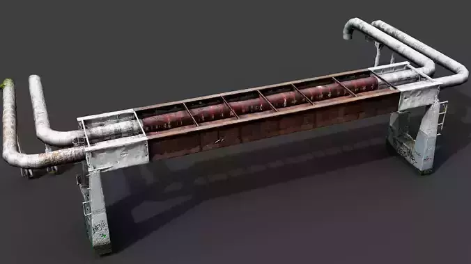 heat pipes rusty abandoned factory drone photogrammetry