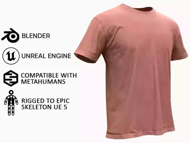 Tshirt 31  - All MH Bodies and UE5 Skeletons - Rigged