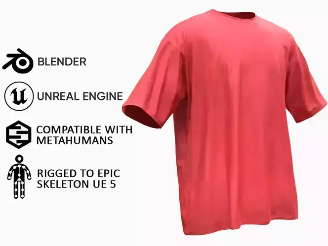 Tshirt 29 - All MH Bodies and UE5 Skeletons - Rigged Low-poly 3D model