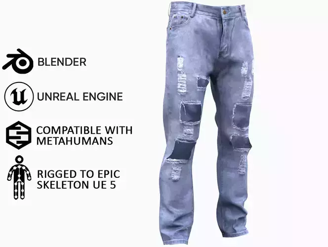 Jeans 27 - All MH Bodies and UE5 Skeletons - Rigged