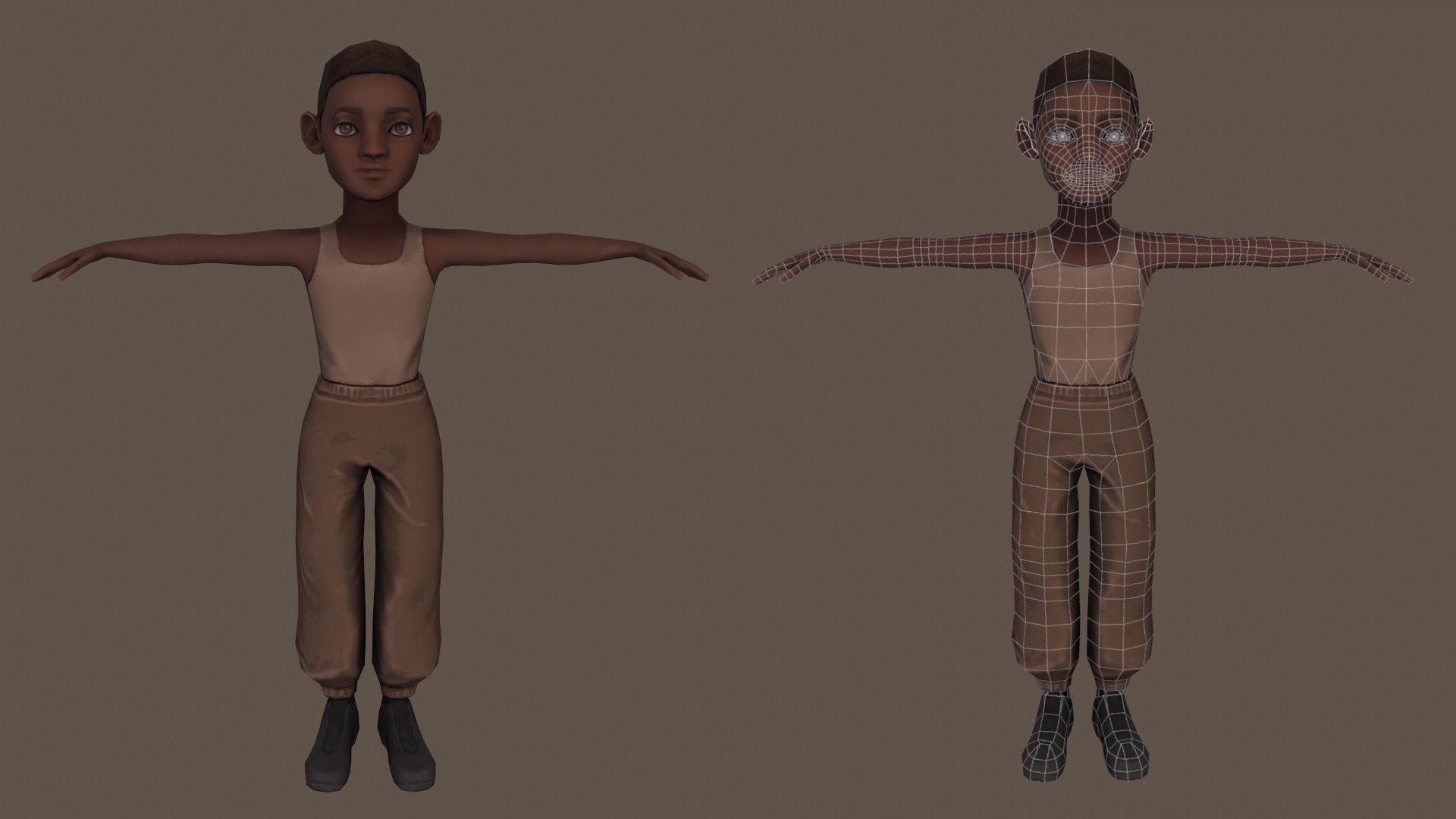 Low poly - Stylized Black Boy  Low-poly 3D model_2