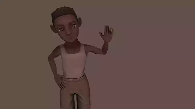 Low poly - Stylized Black Boy 