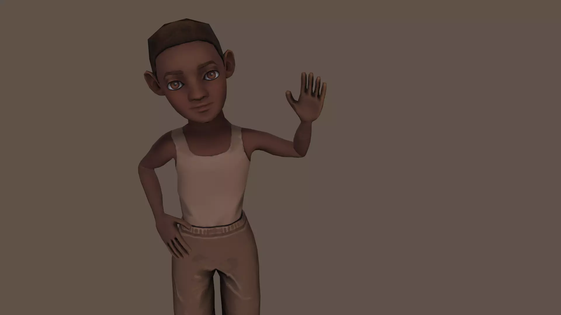 Low poly - Stylized Black Boy  Low-poly 3D model_0