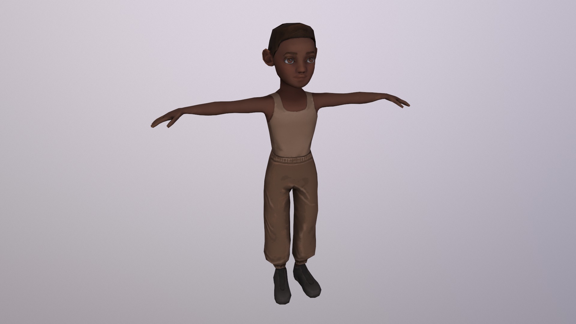 Low poly - Stylized Black Boy  Low-poly 3D model_5