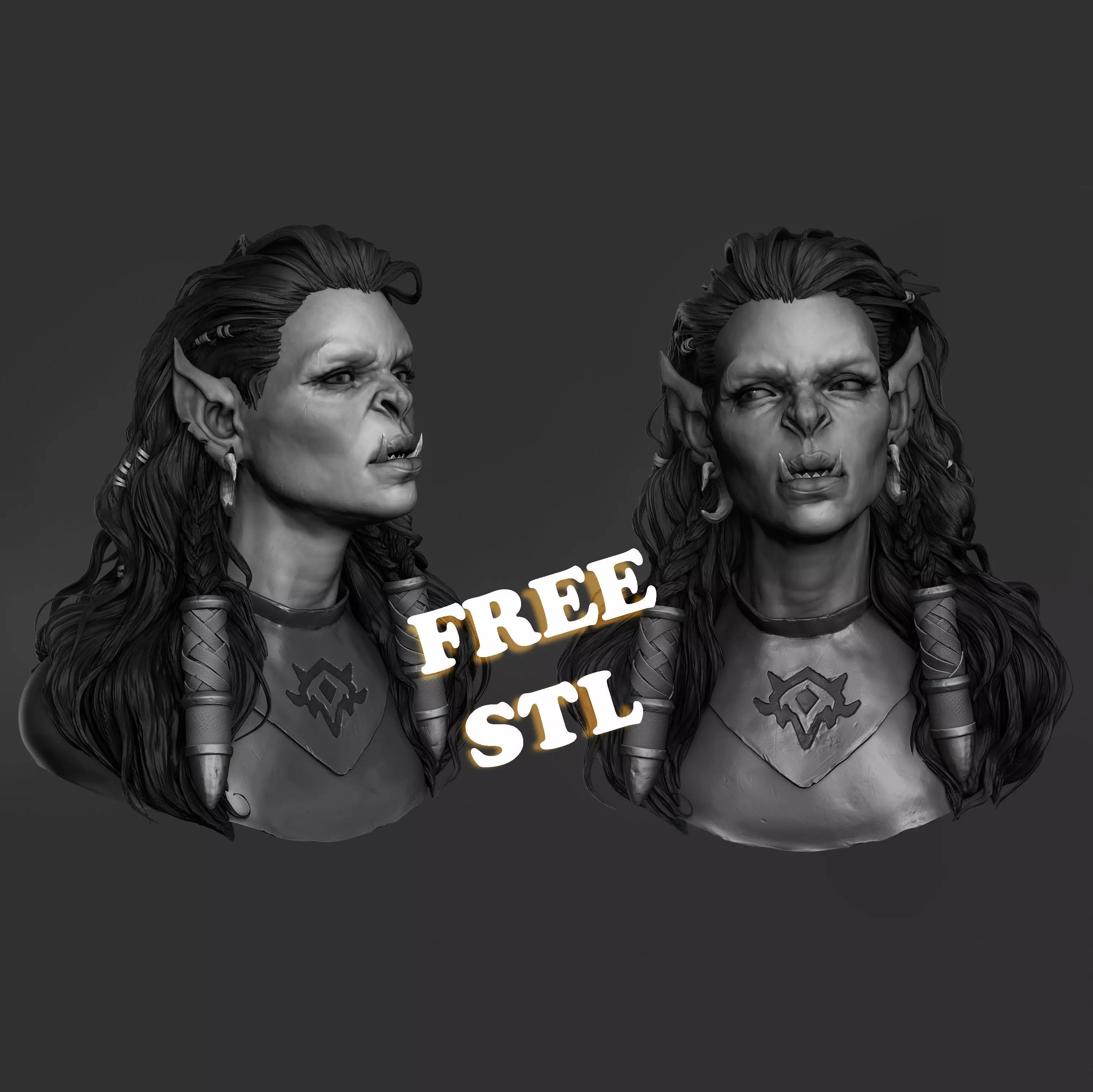 Orc bust printable Free 3D print model