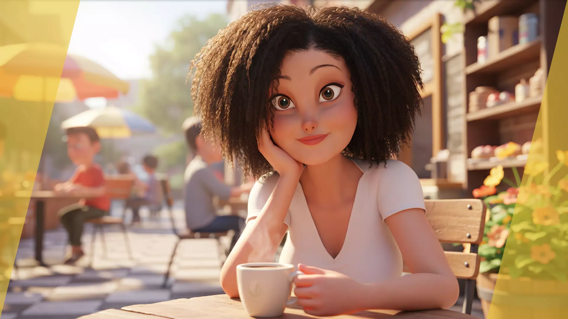 Modern Style Girl with short curly hair 3D character creation Low-poly 3D model_4