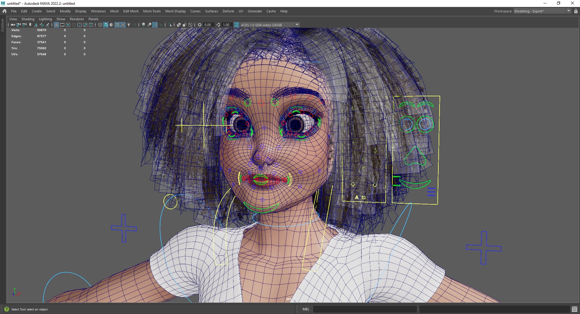 Modern Style Girl with short curly hair 3D character creation Low-poly 3D model_24