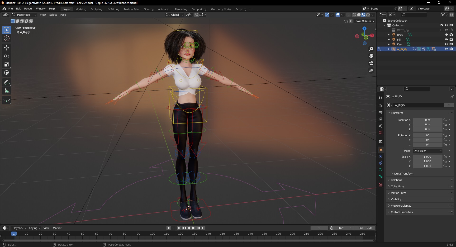 Modern Style Girl with short curly hair 3D character creation Low-poly 3D model_19