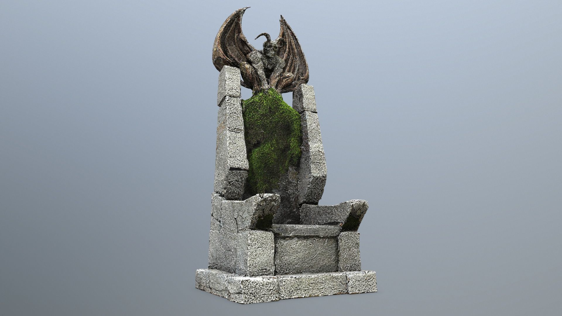 Devil Stone Throne Low-poly 3D model_1