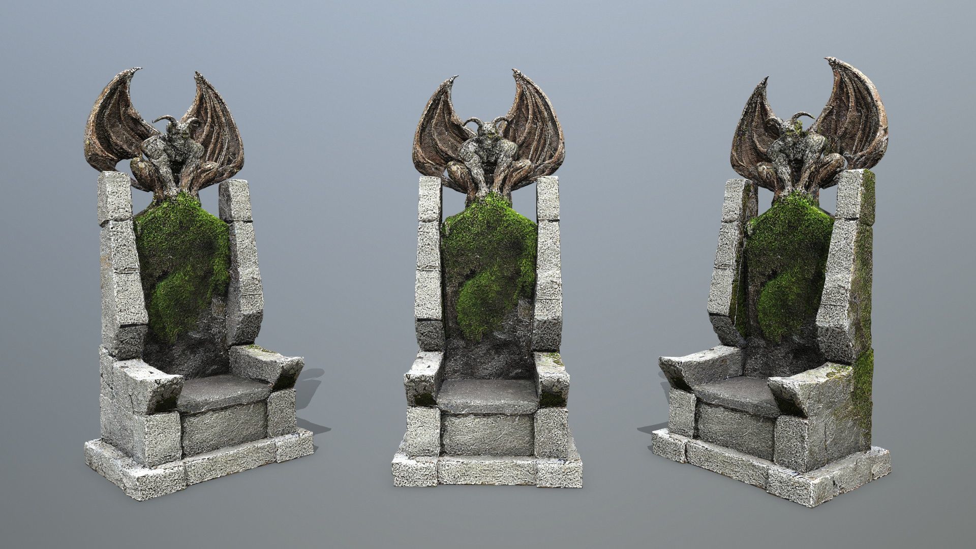 Devil Stone Throne Low-poly 3D model_2