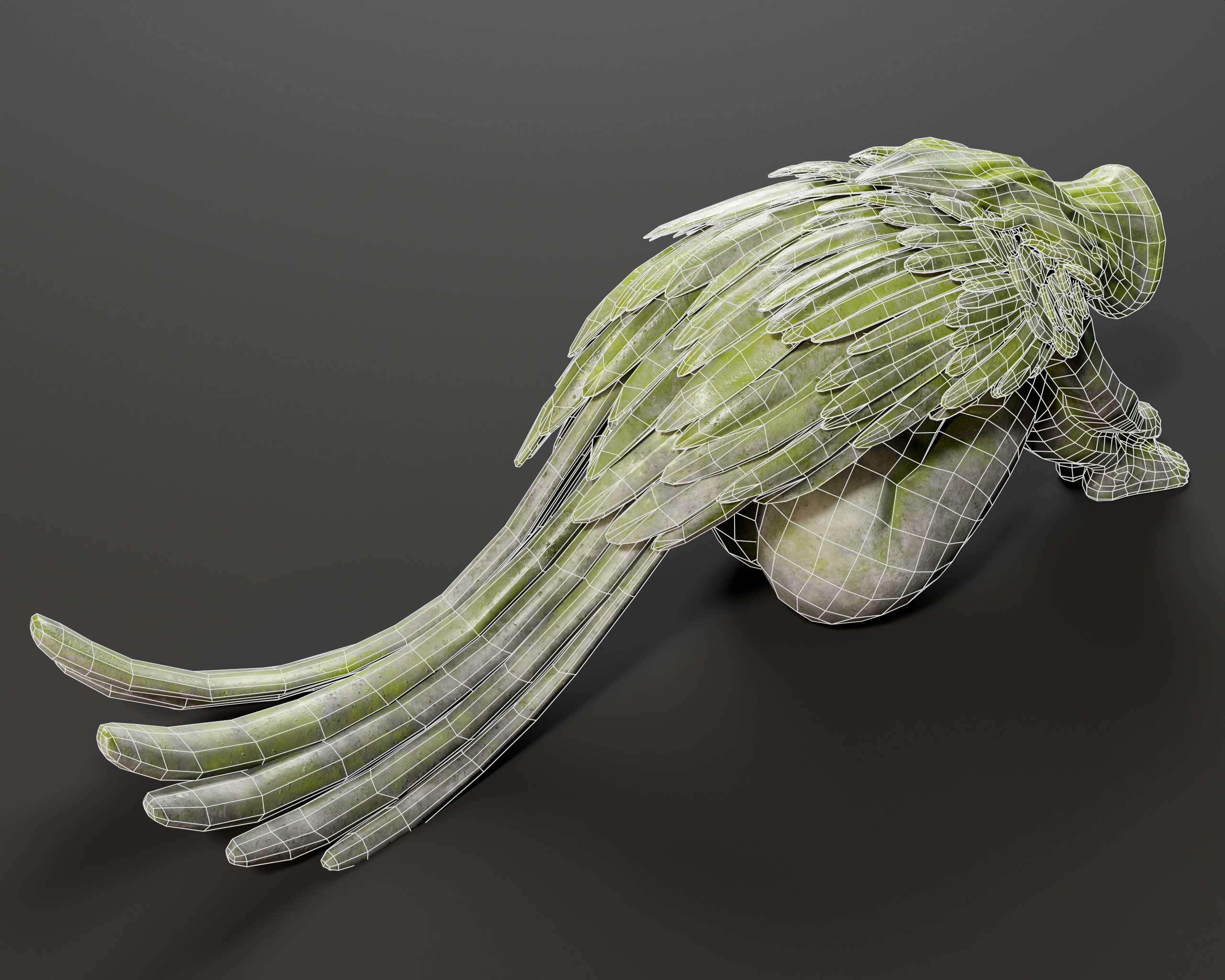 Angel Goddess Statue Low-poly 3D model_9