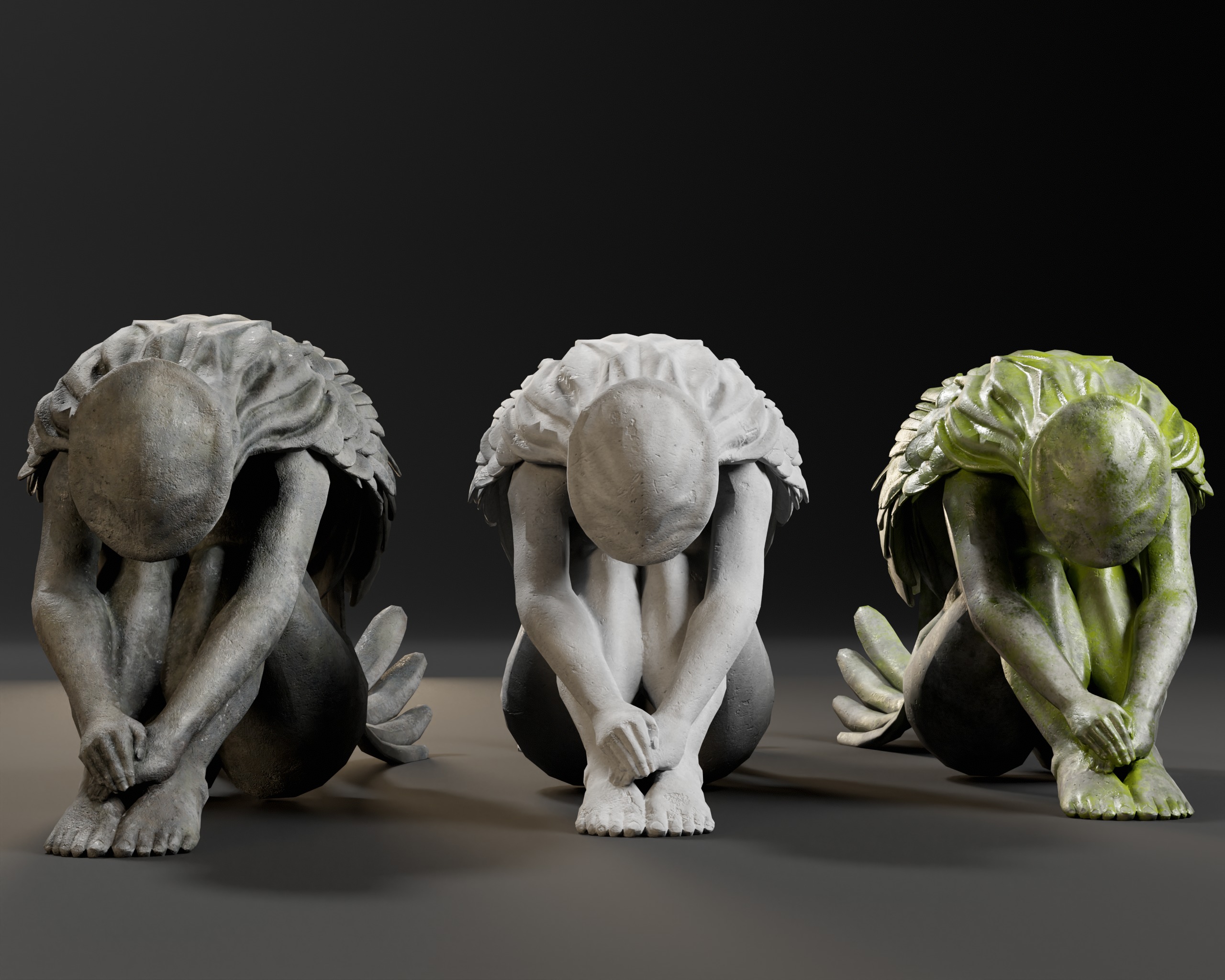 Angel Goddess Statue Low-poly 3D model_12