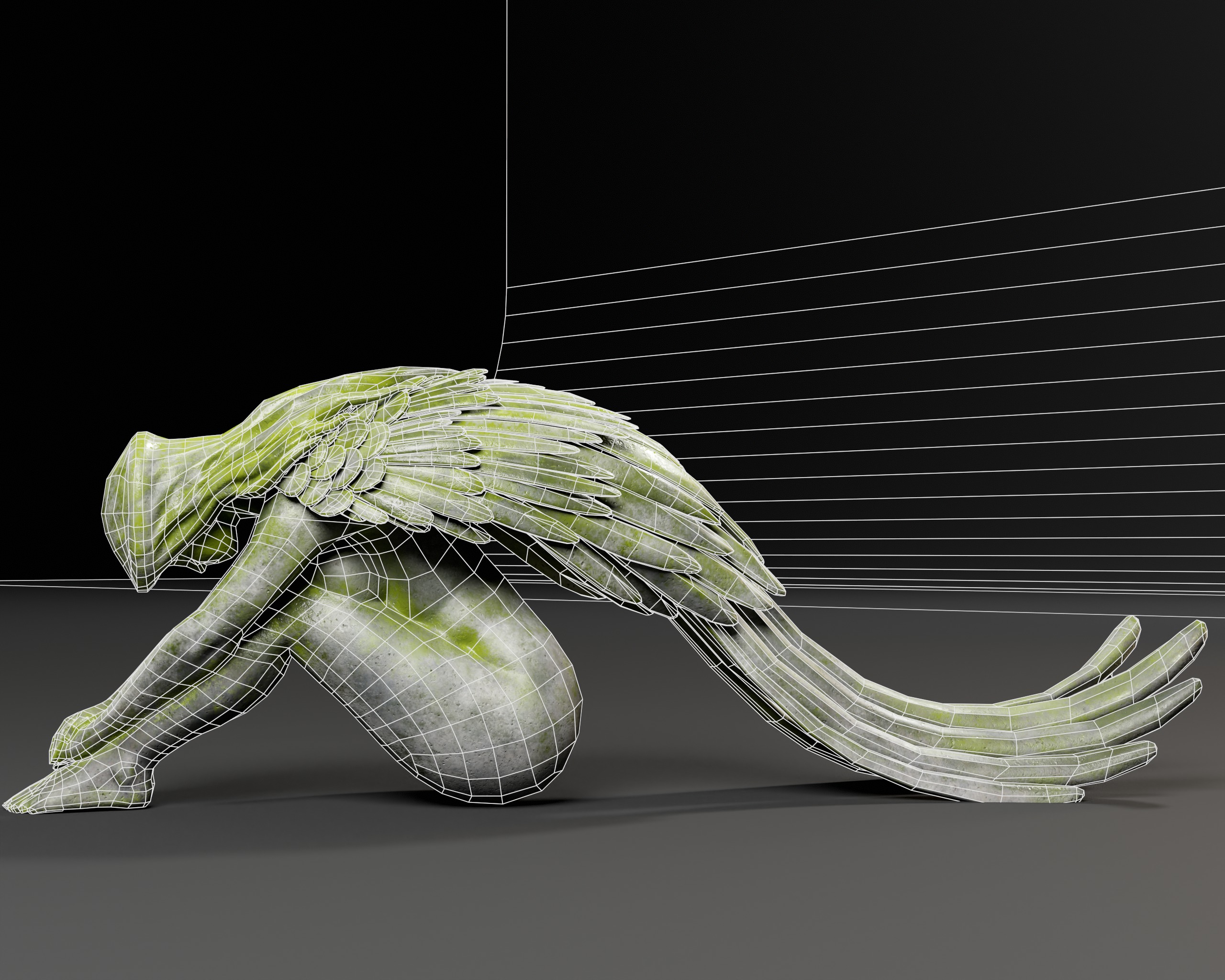 Angel Goddess Statue Low-poly 3D model_19