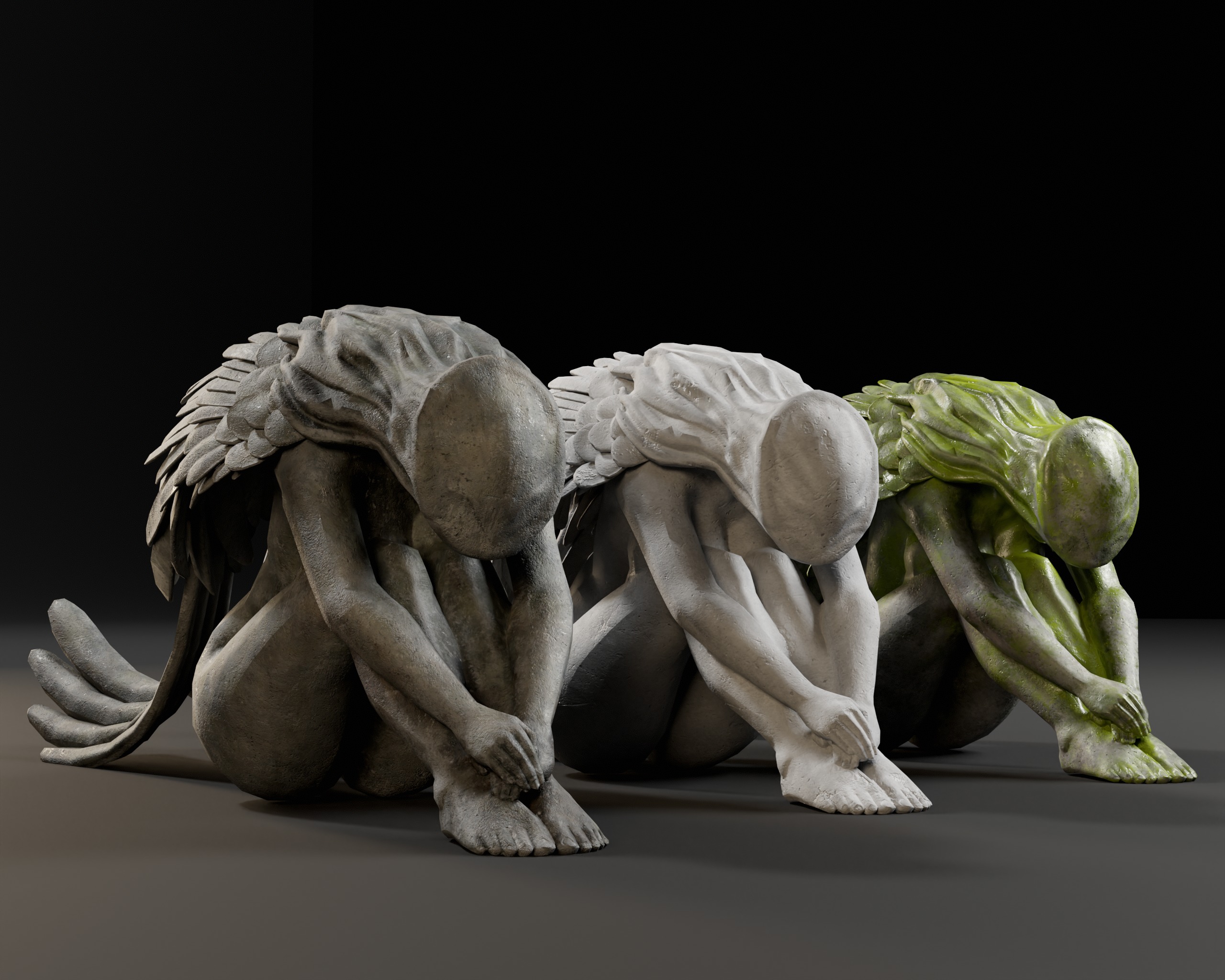 Angel Goddess Statue Low-poly 3D model_10