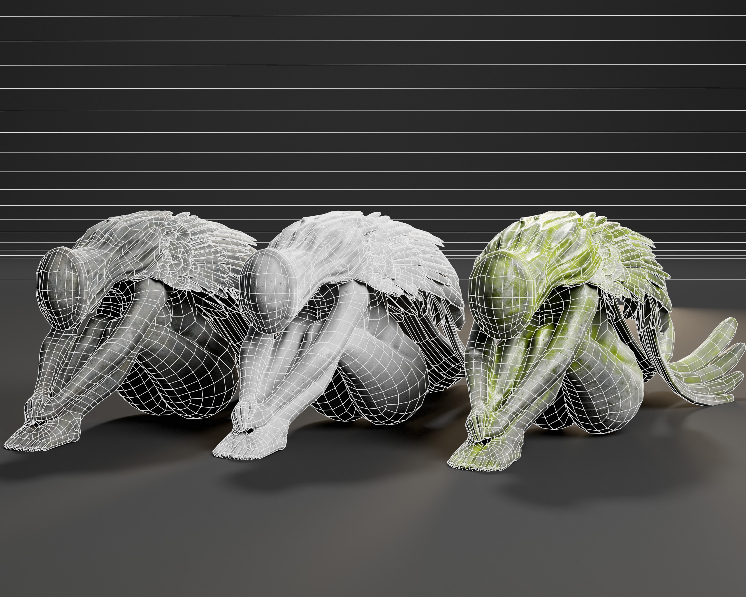 Angel Goddess Statue Low-poly 3D model_3