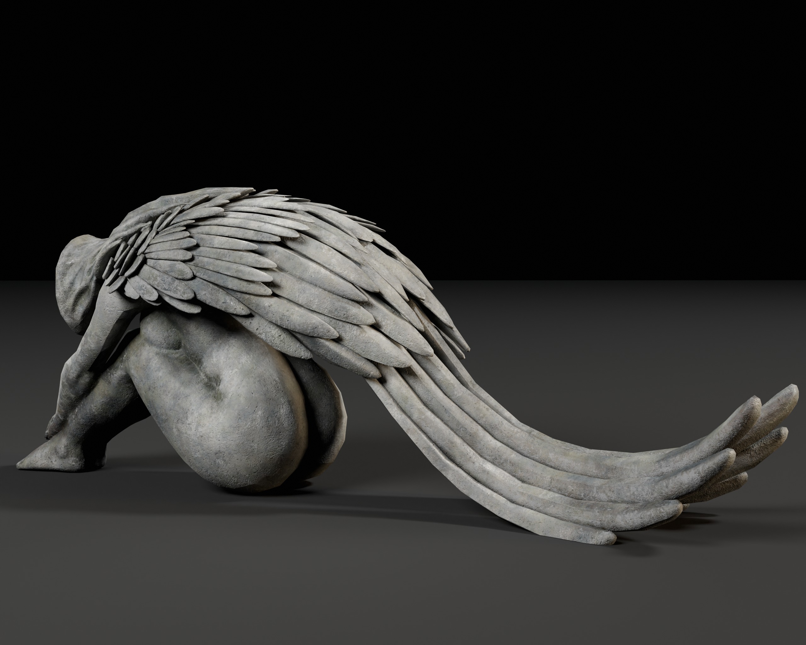 Angel Goddess Statue Low-poly 3D model_6