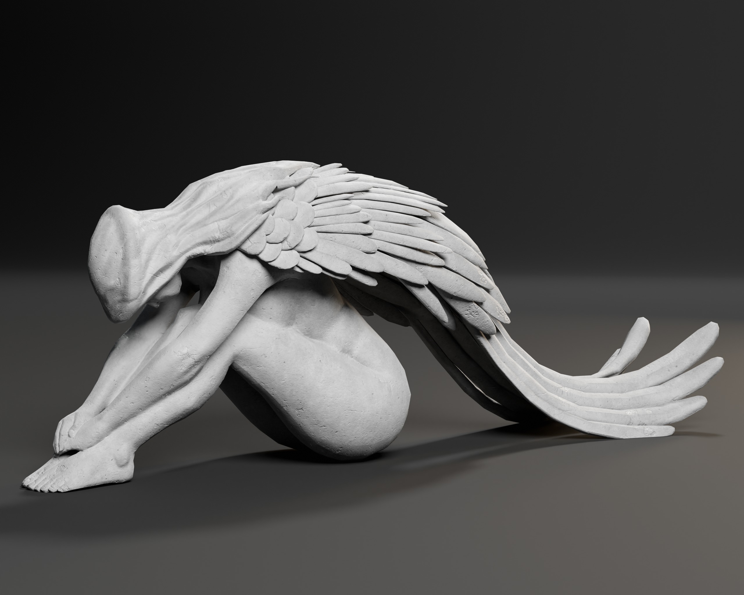 Angel Goddess Statue Low-poly 3D model_4