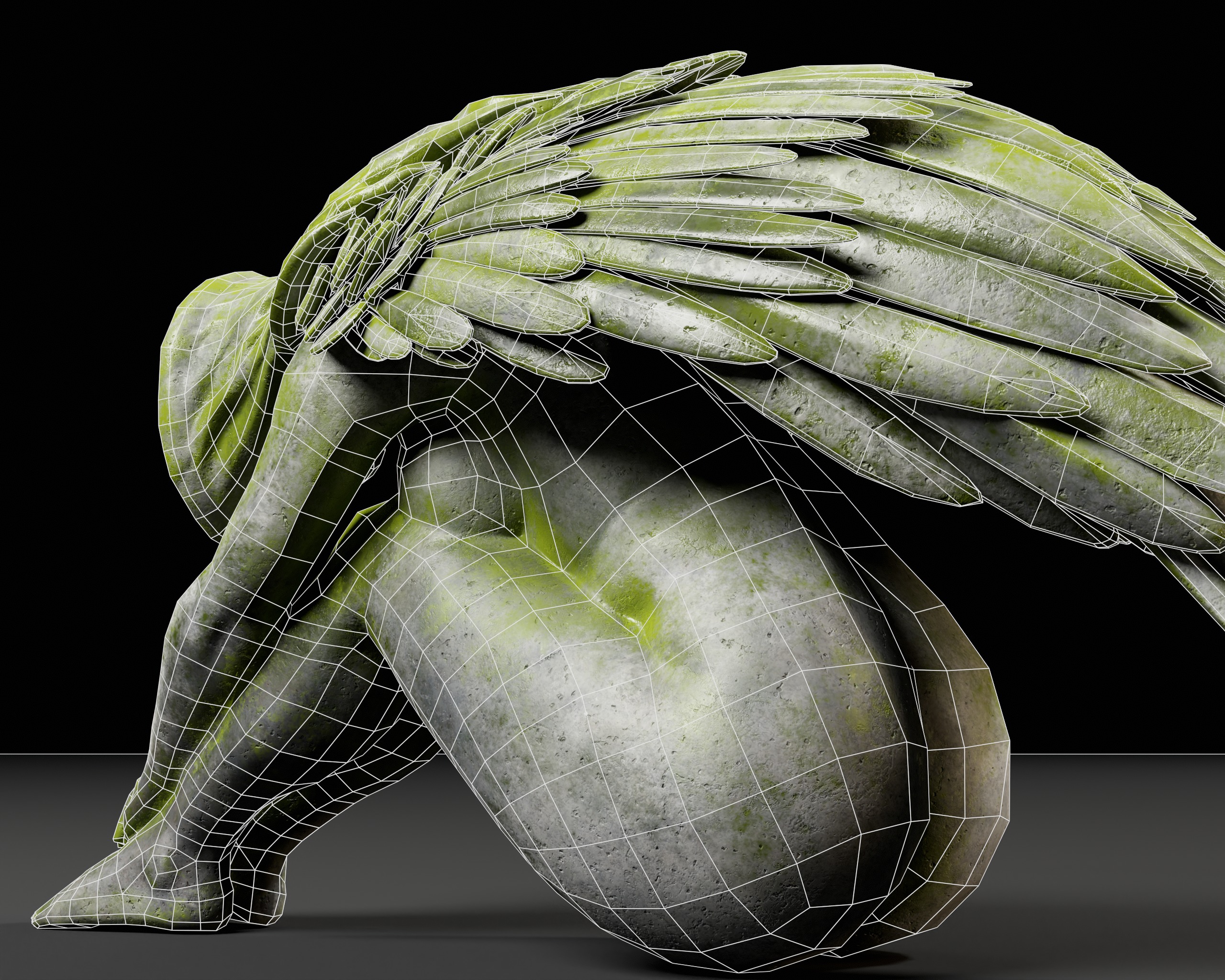 Angel Goddess Statue Low-poly 3D model_21