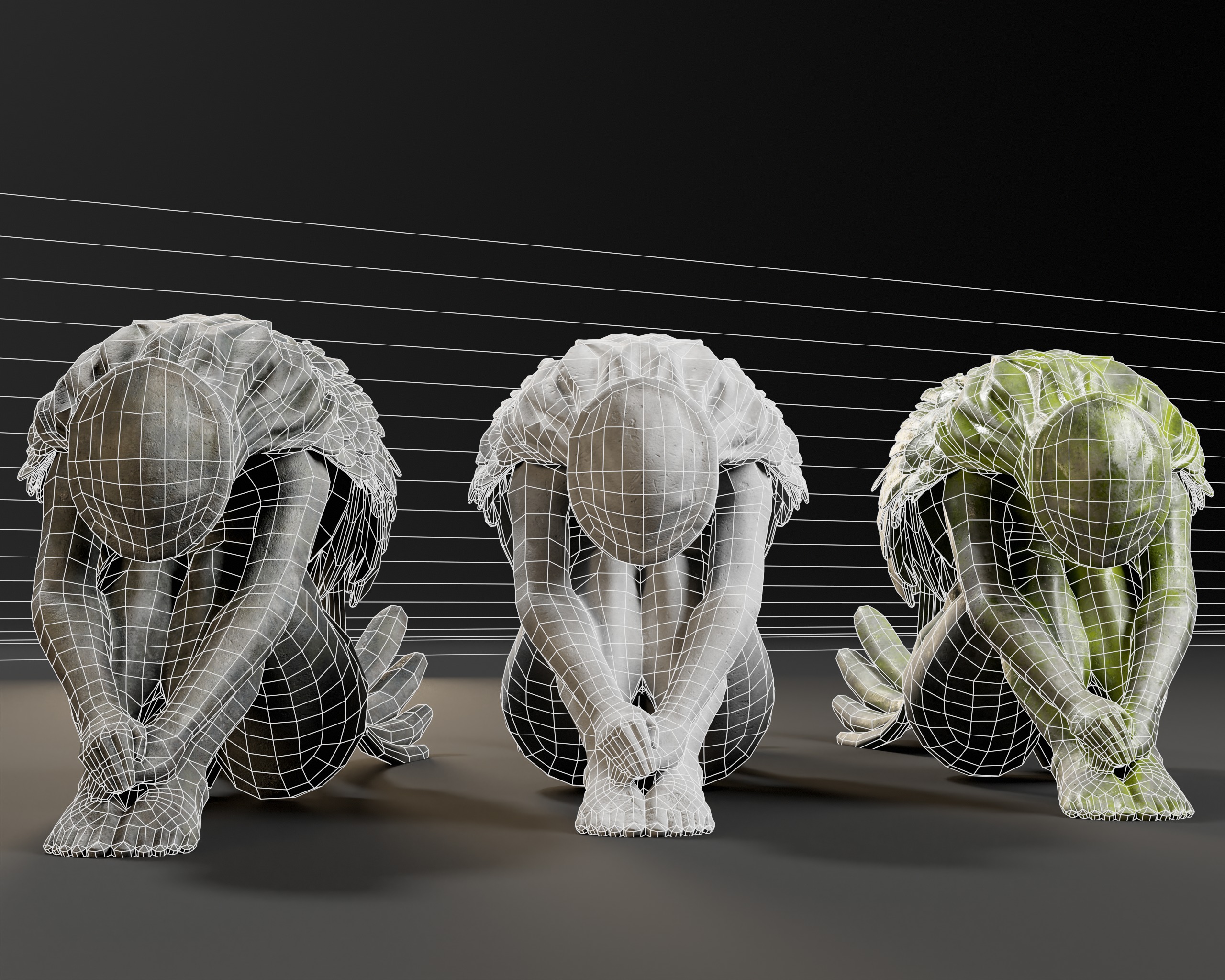 Angel Goddess Statue Low-poly 3D model_13