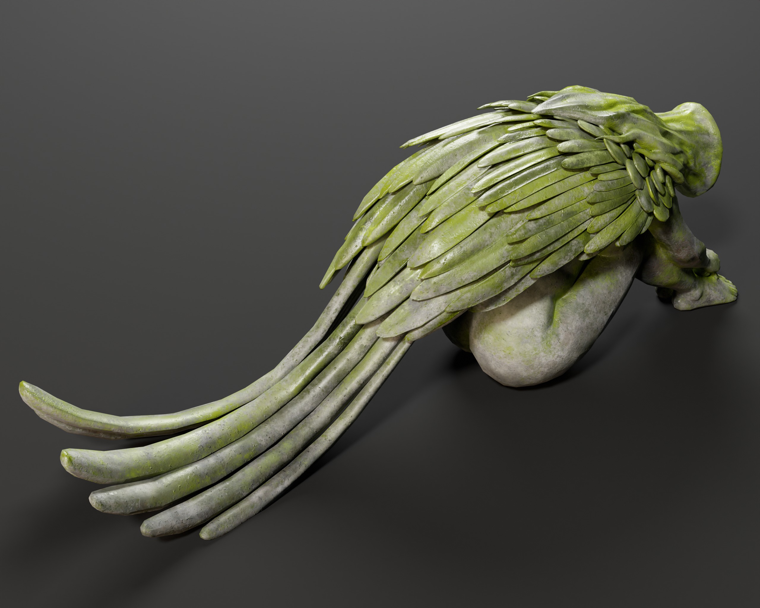 Angel Goddess Statue Low-poly 3D model_8