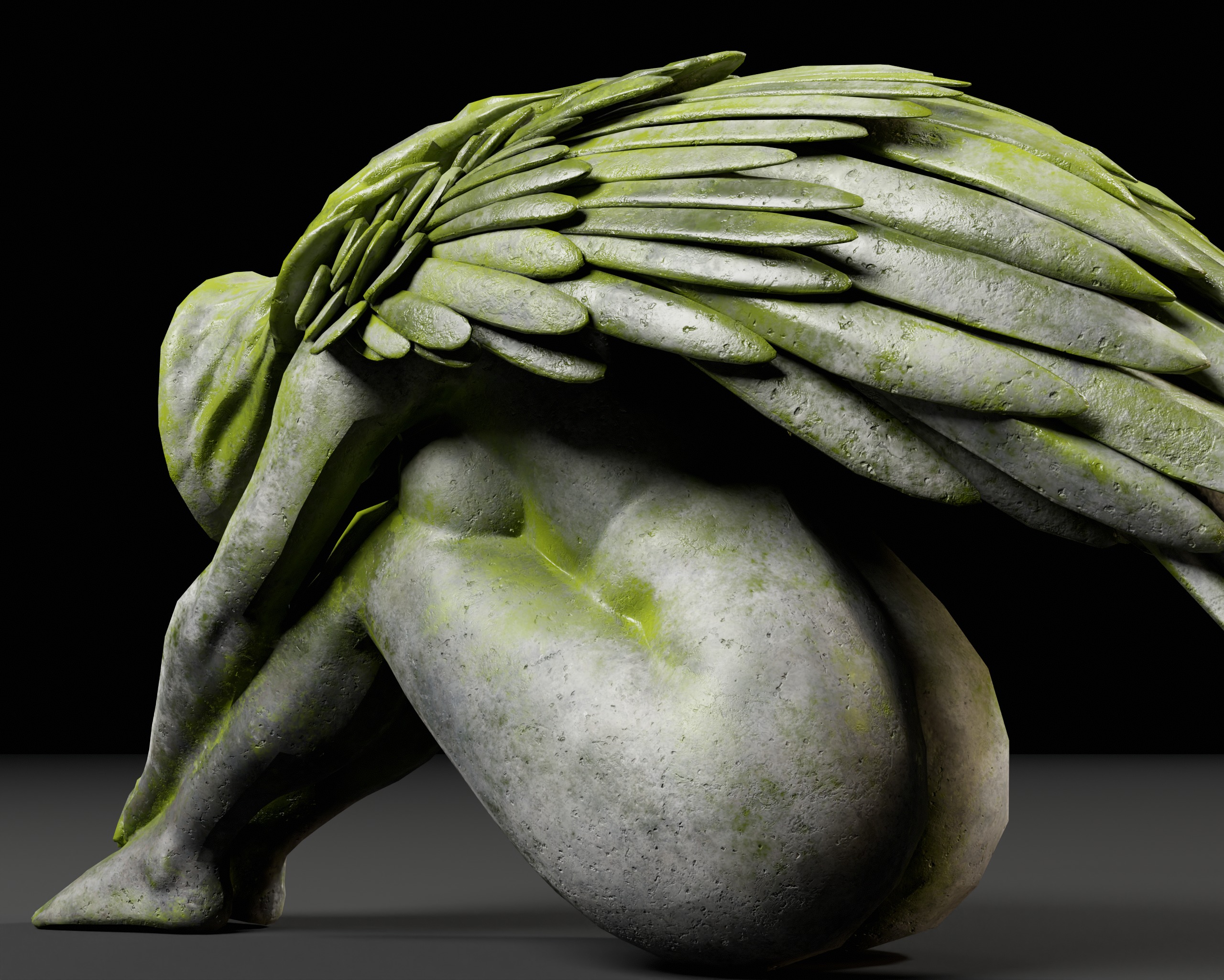 Angel Goddess Statue Low-poly 3D model_20