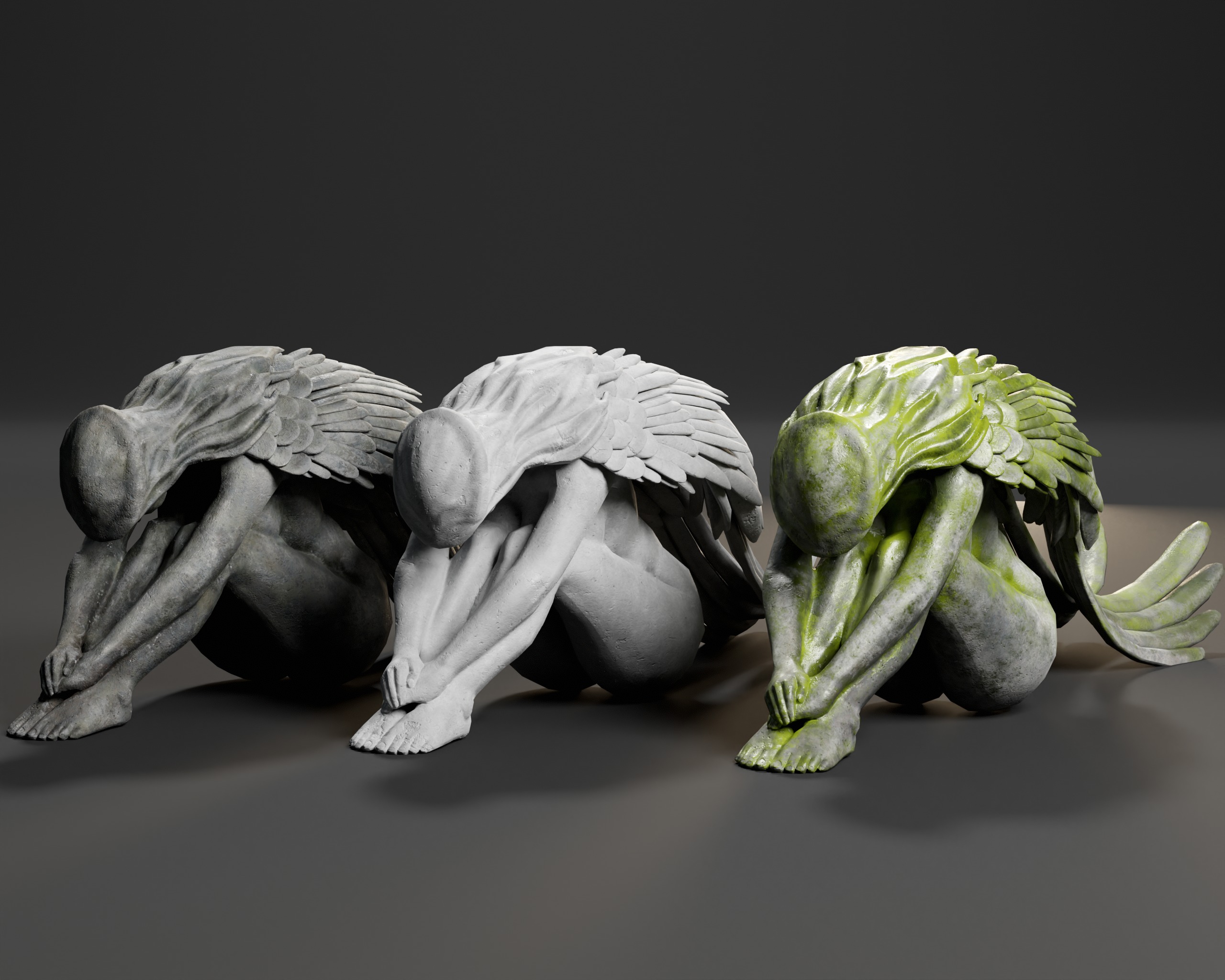 Angel Goddess Statue Low-poly 3D model_2