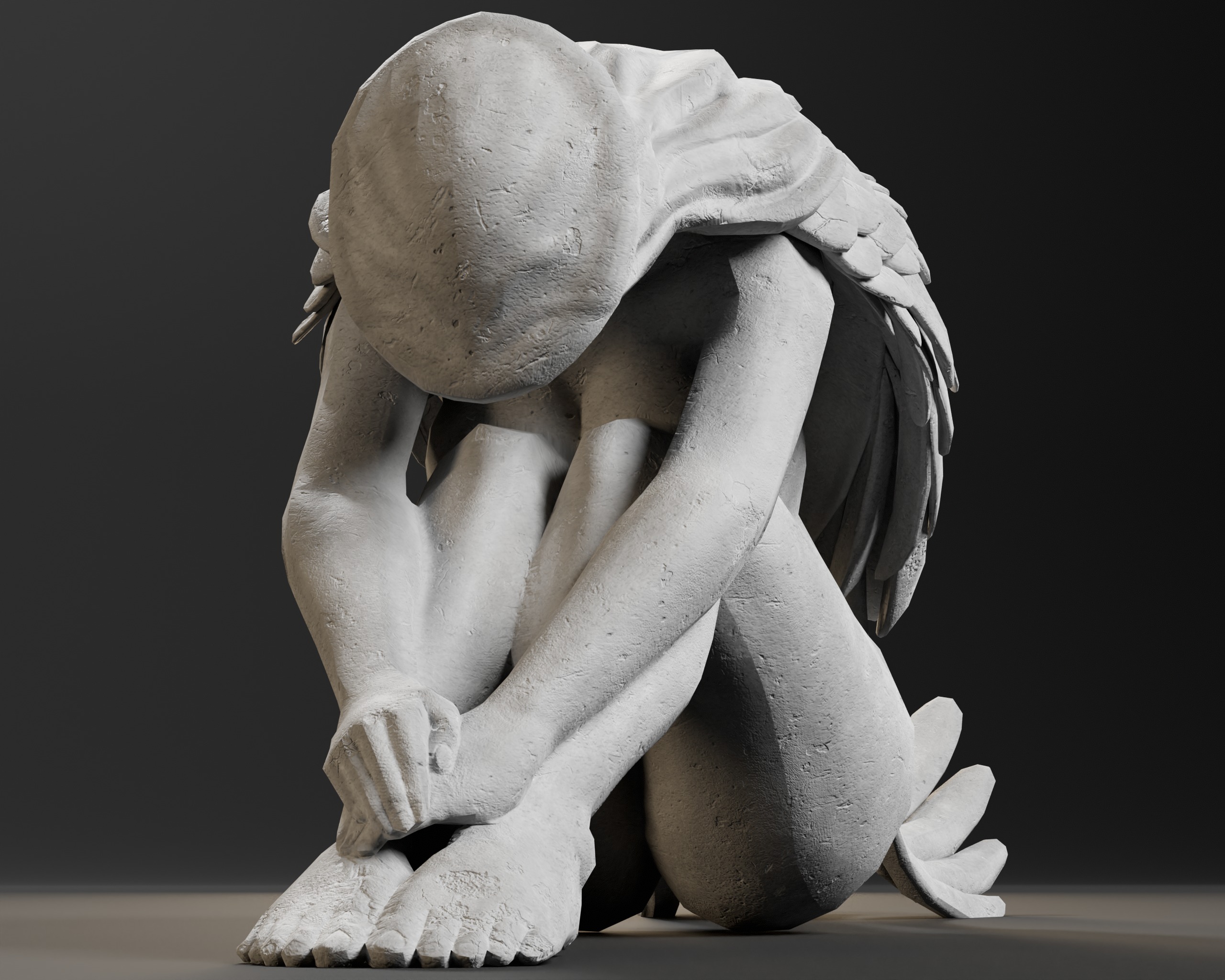 Angel Goddess Statue Low-poly 3D model_14