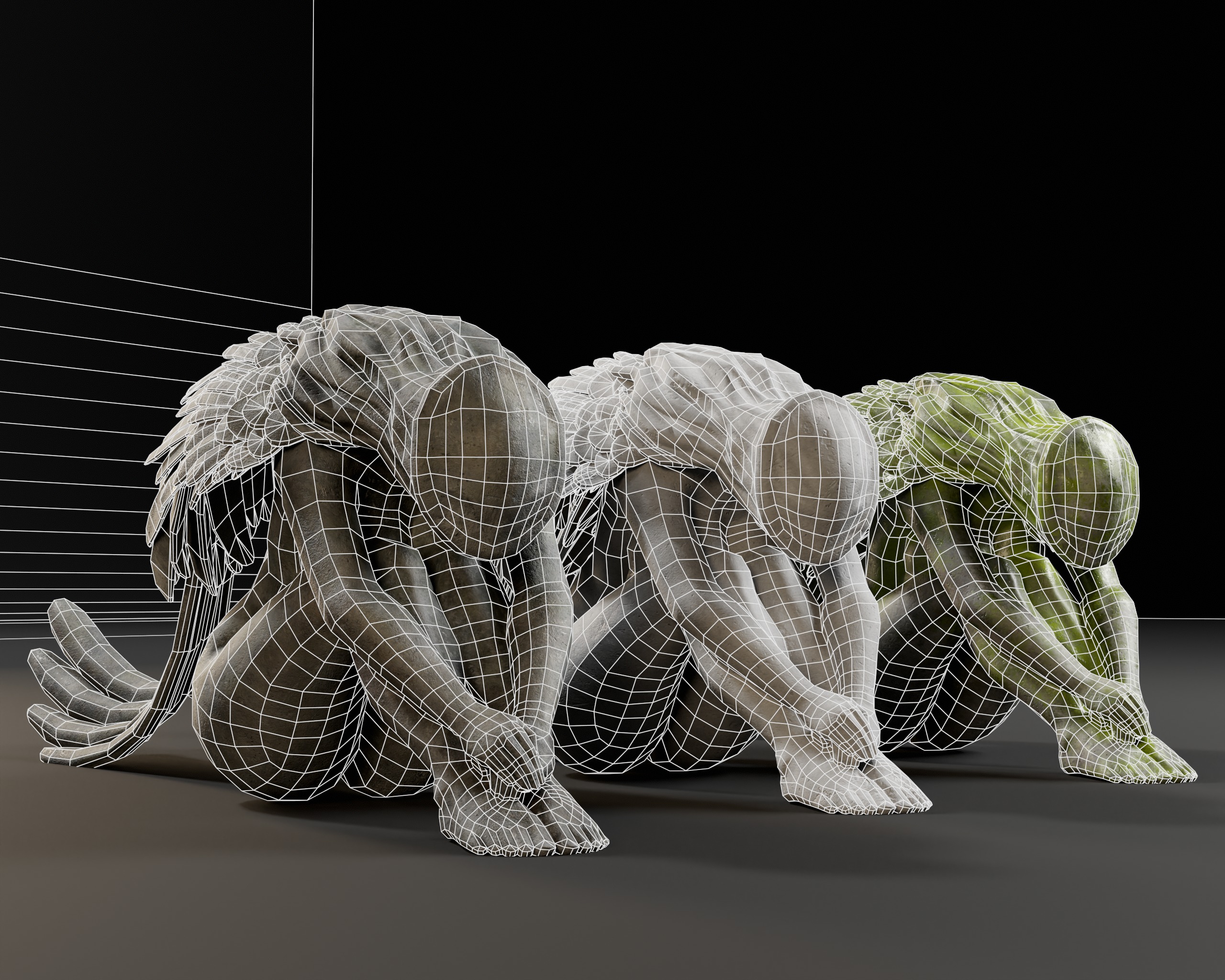 Angel Goddess Statue Low-poly 3D model_11