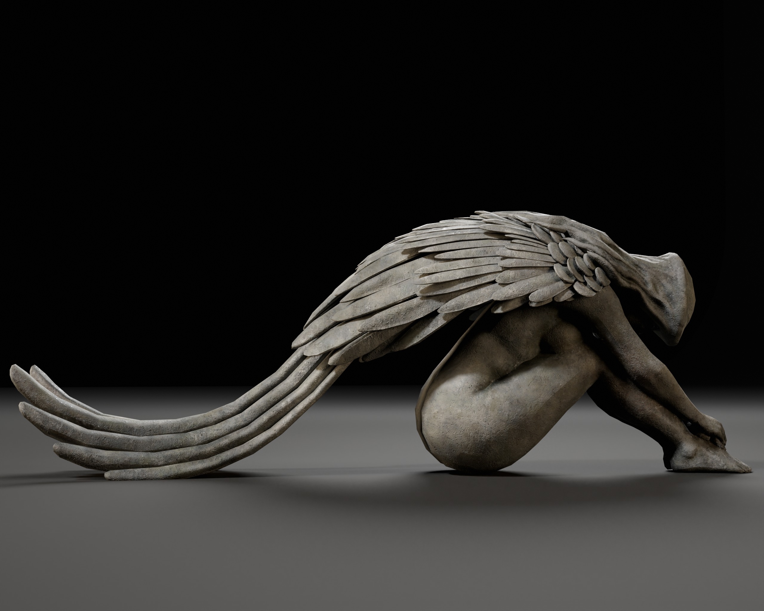 Angel Goddess Statue Low-poly 3D model_16