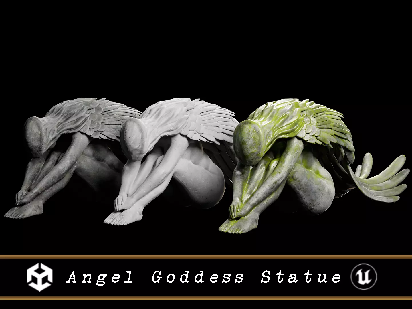 Angel Goddess Statue Low-poly 3D model_0