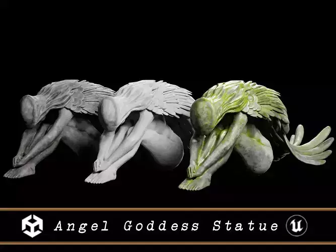 Angel Goddess Statue Low-poly 3D model