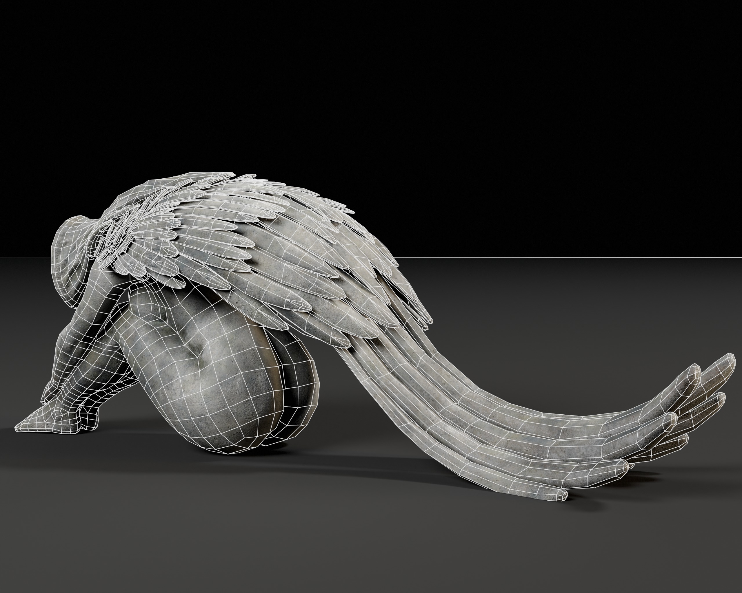 Angel Goddess Statue Low-poly 3D model_7