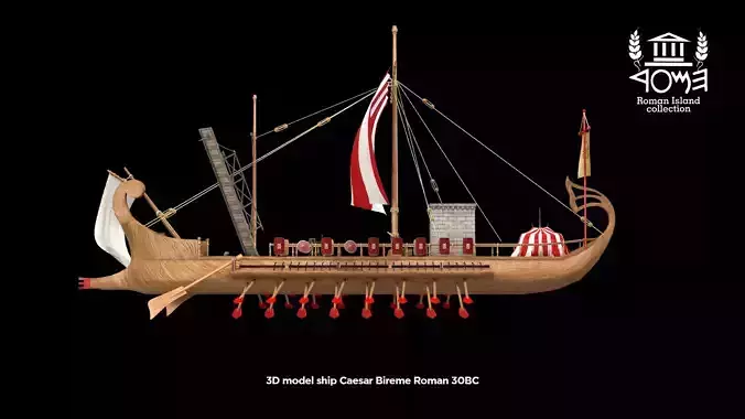 Roman island Bireme war 3D model