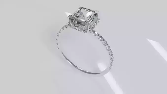 Platinum Ring with Square Dimond