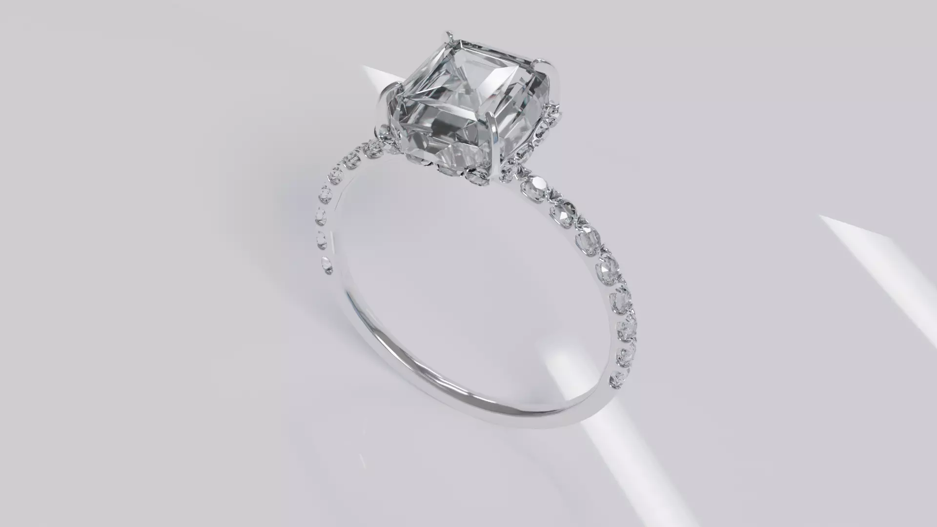 Platinum Ring with Square Dimond 3D model_0