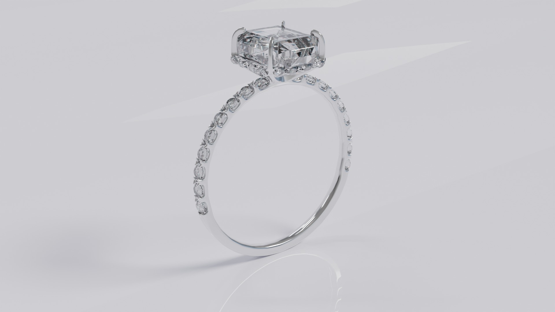 Platinum Ring with Square Dimond 3D model_1