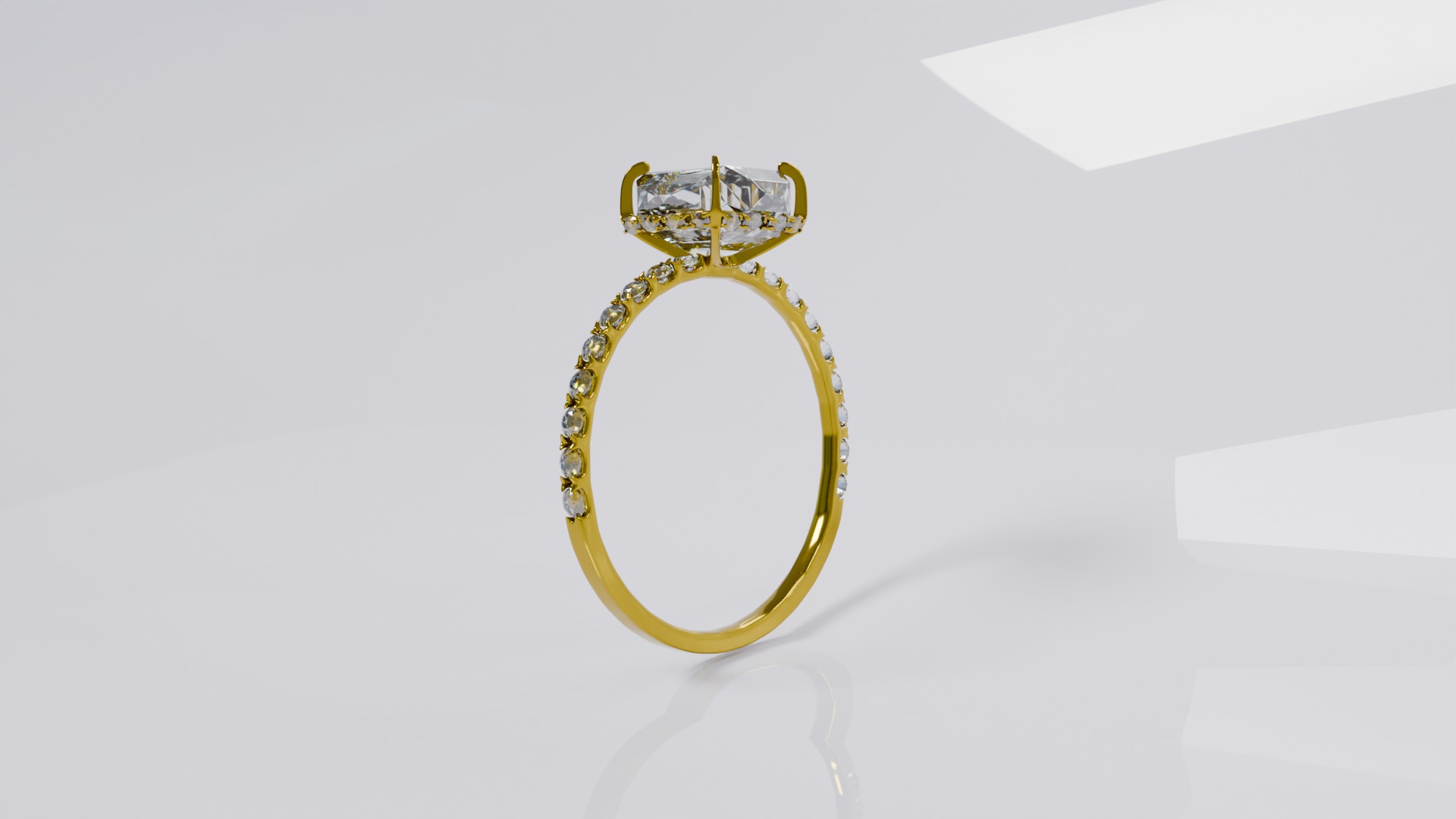 Platinum Ring with Square Dimond 3D model_18