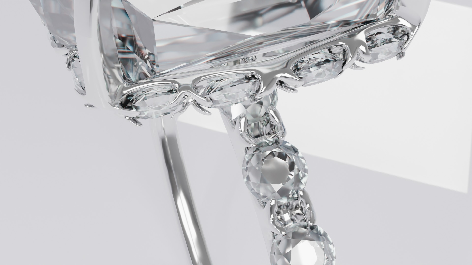 Platinum Ring with Square Dimond 3D model_4